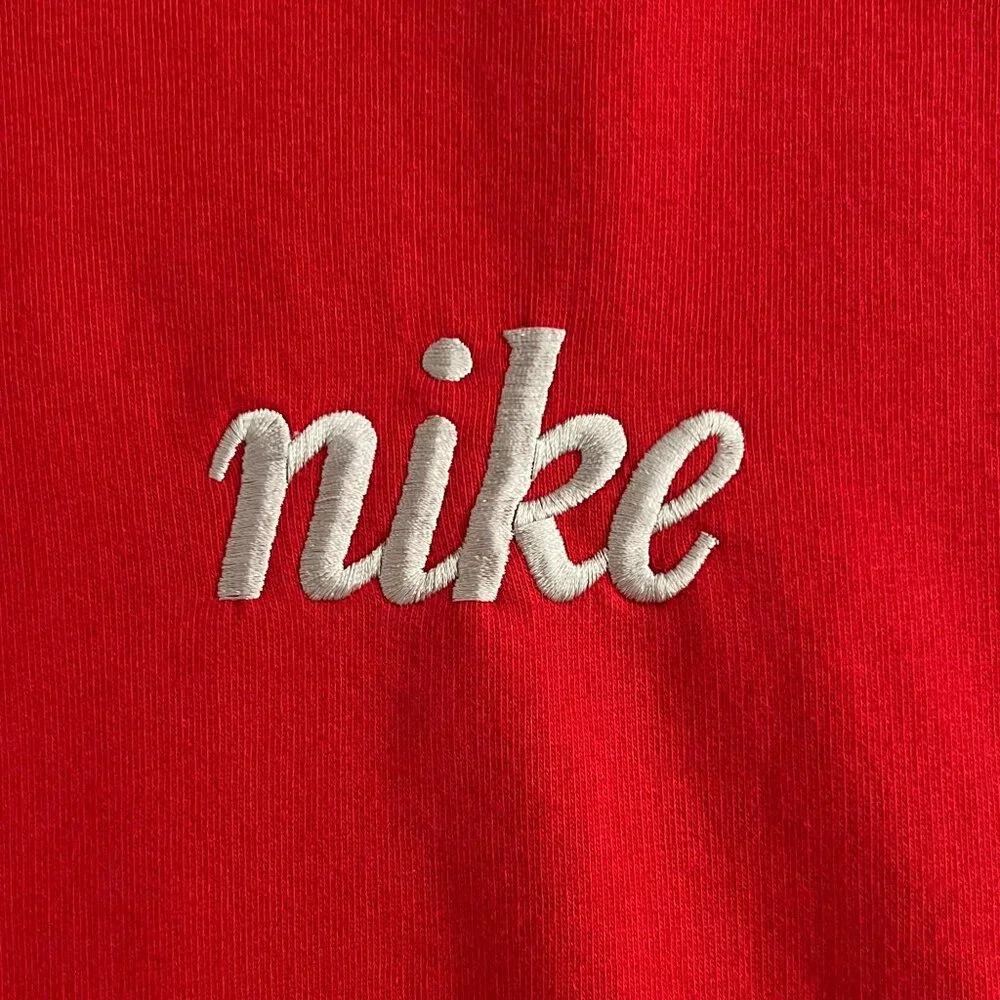 Vintage Nike Youth Small 4-6 Red Script Pullover Hoodie Kangaroo Pocket Y2K